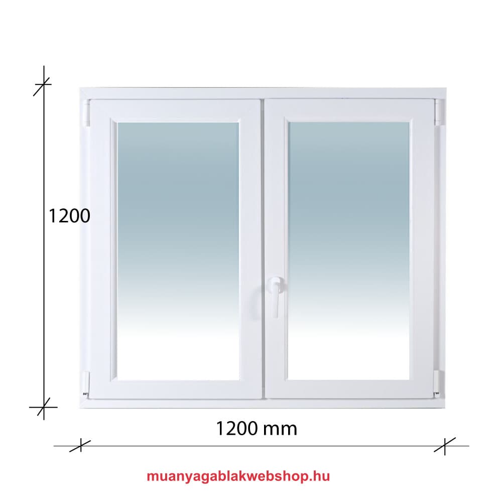 120×120 Kétszárnyas Középen felnyíló + Bukó – Nyíló műanyag ablak 2 rétegű üvegezéssel termékfotó