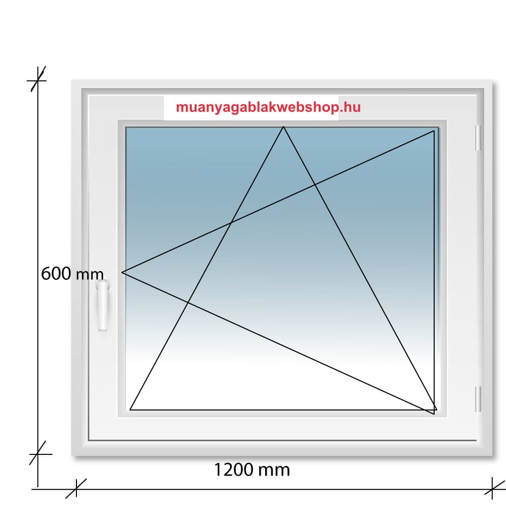 120×60 Bukó-Nyíló műanyag ablak 2 rétegű üvegezéssel termékfotó