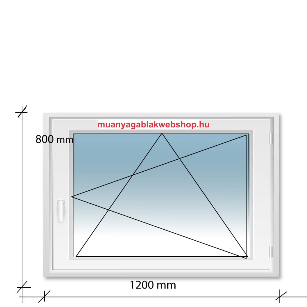 120×80 Bukó-Nyíló műanyag ablak 2 rétegű üvegezéssel termékfotó