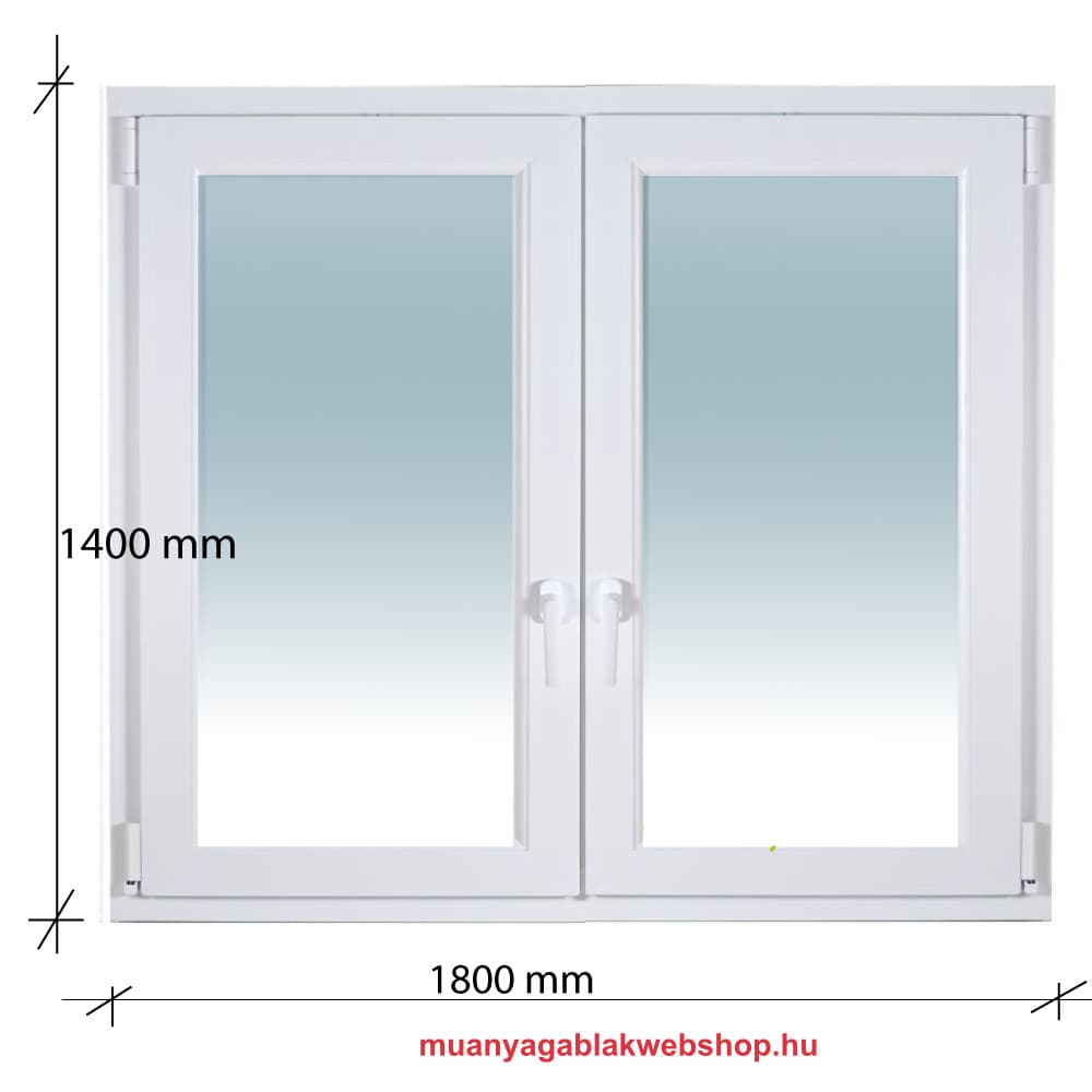 180×140 Kétszárnyas Tokosztott Bukó – Nyíló műanyag ablak 2 rétegű üvegezéssel termékfotó