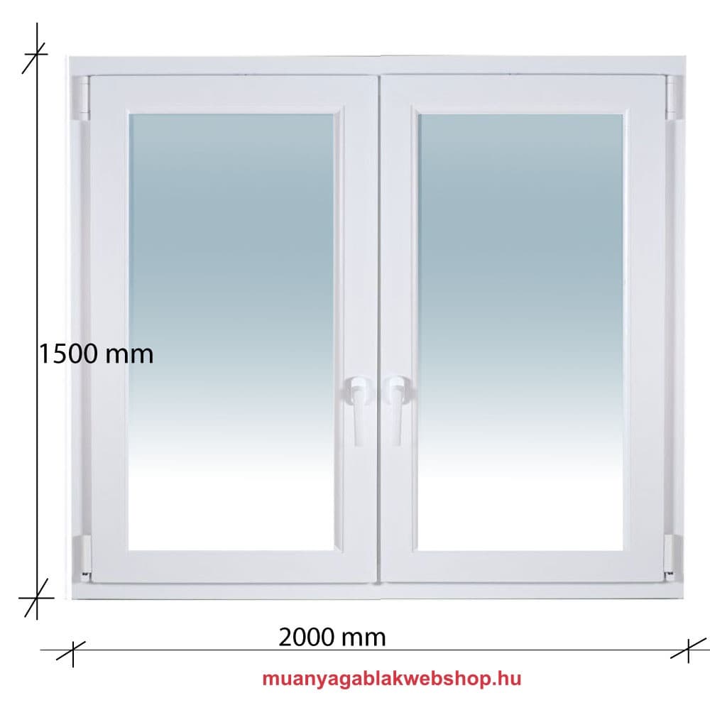 200×150 Kétszárnyas műanyag ablak Tokosztott Bukó – Nyíló 2 rétegű üvegezéssel termékfotó