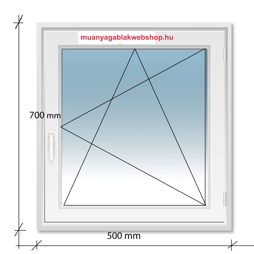 50×70 Bukó-Nyíló Decco 71 műanyag ablak 2 rétegű üvegezéssel termékfotó