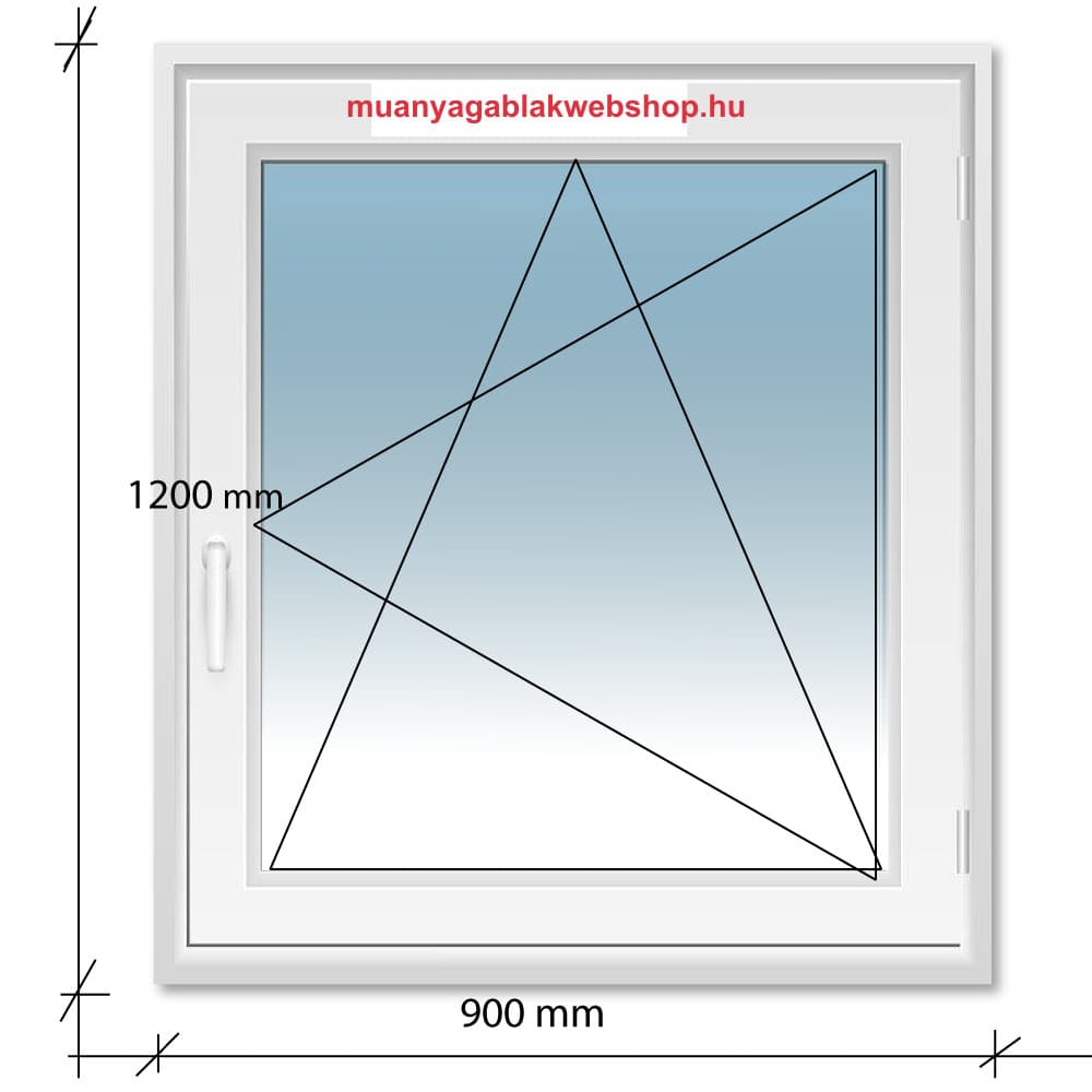 90×120 Bukó-Nyíló műanyag ablak 2 rétegű üvegezéssel termékfotó